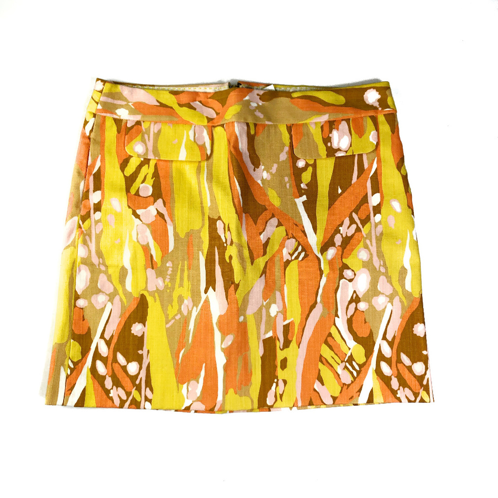 Vintage J. Crew Cotton Limoncello Print Mini Skirt Sz 2